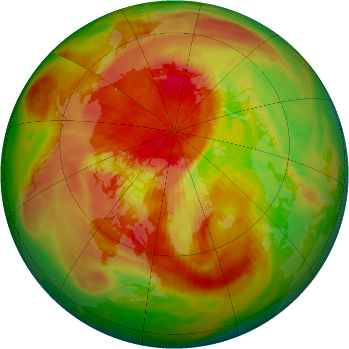 Arctic ozone map for 10 April 1991